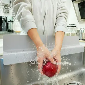 Sink Splash Guard for Kitchen, Splatter Screen & Silicone Water Guard with High Wall, Sink Edge Protector and Backsplash Guard, Easy to Install and Clean for Faucet and Countertop Area (Gray, 23")