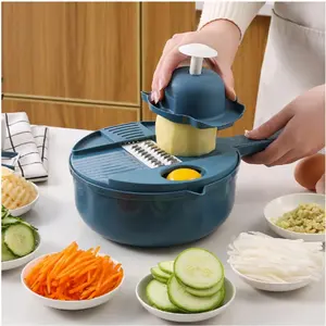Multifunctional Vegetable Chopper 9-In-1, Large Capacity Potato Slicer/shredder/slicer/dicer, Stainless Steel Blade Manual Food Processor