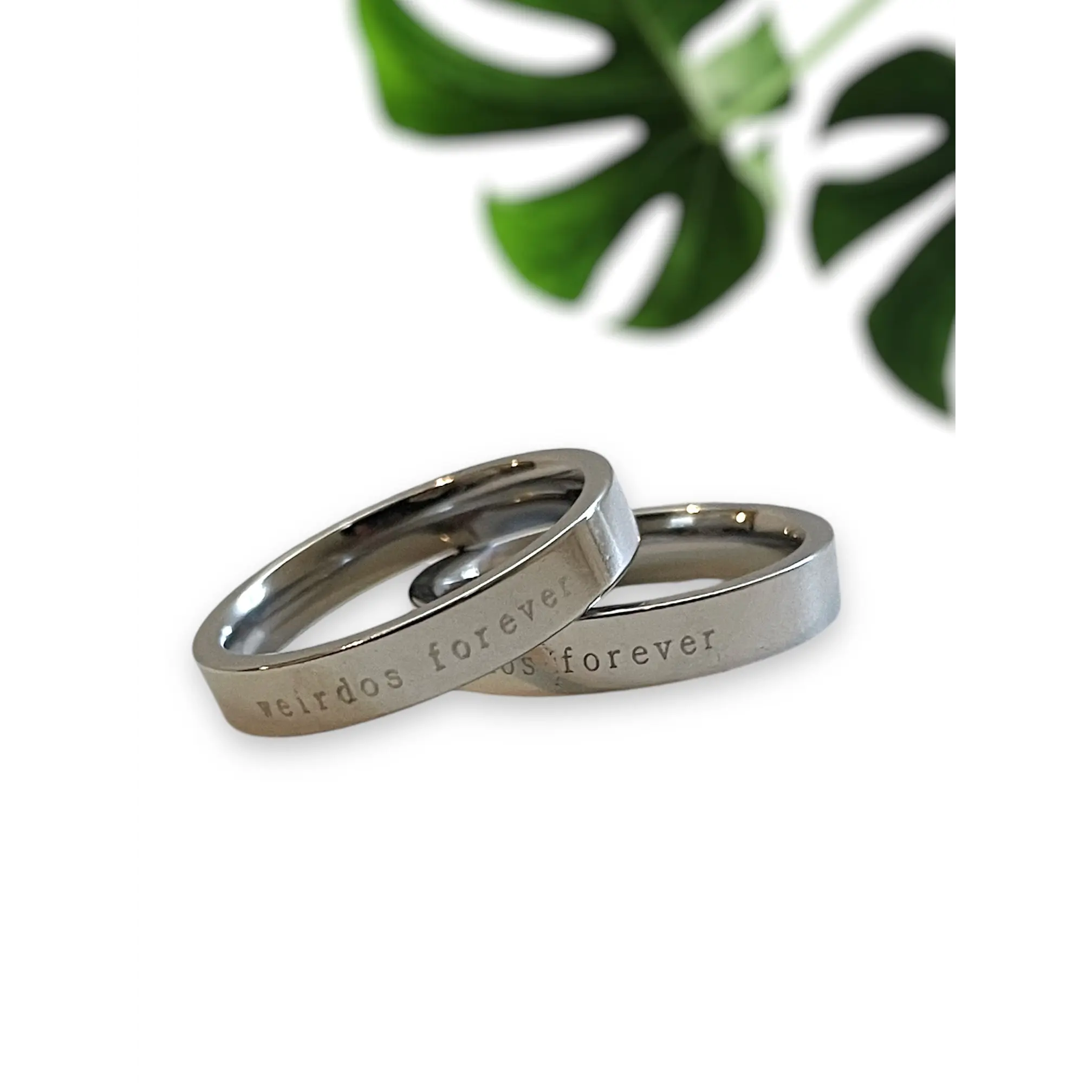 Perfectly Imperfect Weirdos Forever Laser Etched Stainless Steel Simple ring band