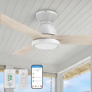 Colmar Ⅱ Outdoor Flush Mount Smart Ceiling Fan with Led light remote 52 inch