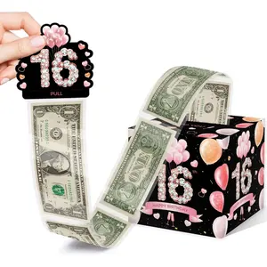 Happy  Birthday Money Box for Cash Gift, Pink Gold Surprise Birthday Gift Set, Fun and Loving Way to Offer Cash Gift(with 35PCS Bags)