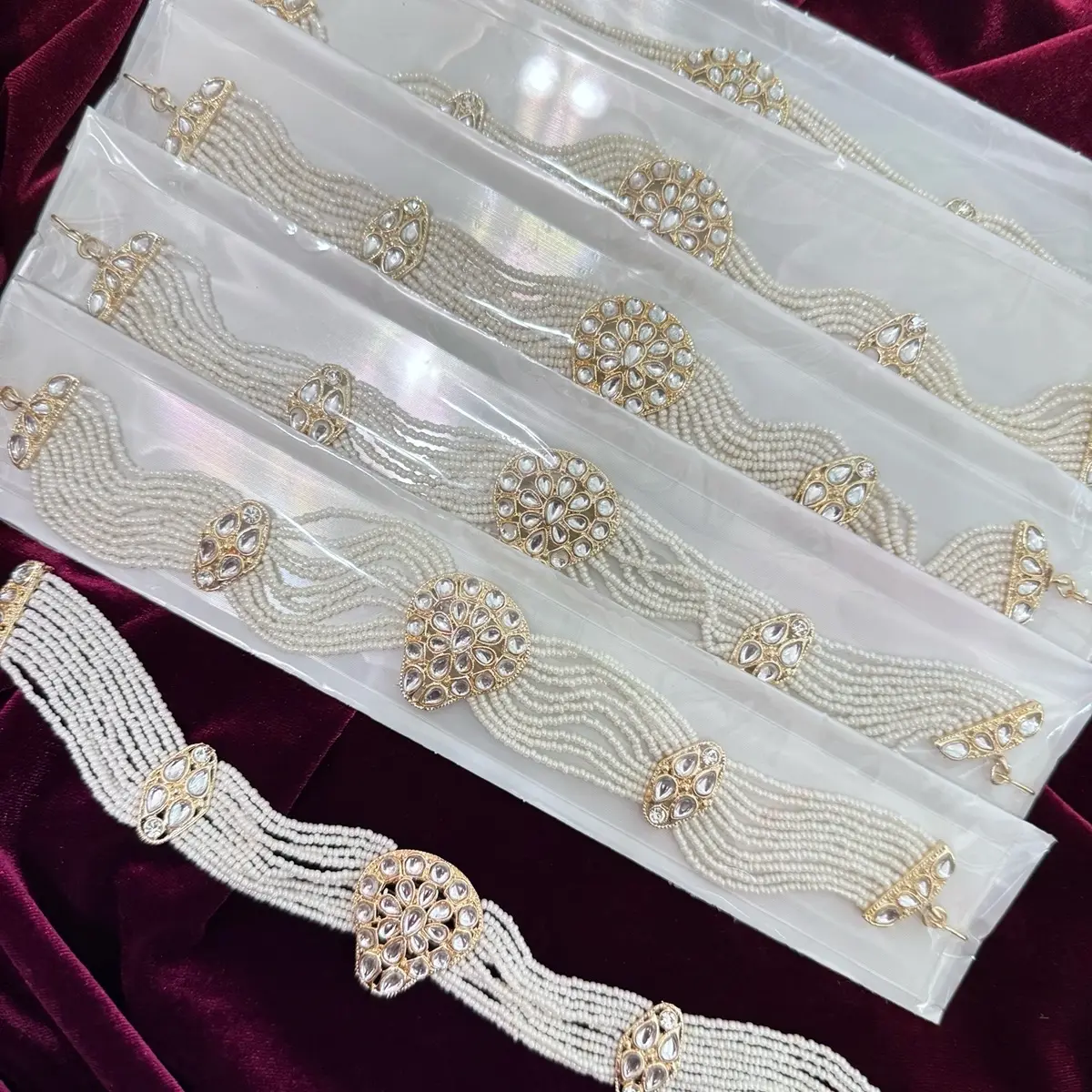 Indian Wedding Bollywood  Kundan Pearl Studded Rajasthani Sheeshphool/Mathapatti for Women
