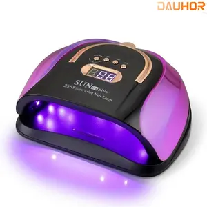 Dauhor 256W UV Nail Lamp, equipped with 4 timing modes, intelligent sensor and 30 lamp beads, with a detachable magnetic base. It is specially designed for home nail art and DIY nail art, enabling fast drying, and comes with a portable handle.