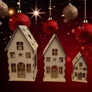 Set of 3 Personalized Laser Cut Christmas Lantern Houses