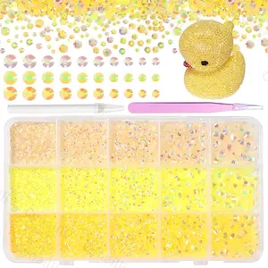 15000 count Yellow  Rhinestones for Crafts, Yellow Jelly  Rhinestones for Bedazzling  2/3/4/5/6mm Flatback  Jewels for DIY Mugs Tumblers Bottles Clothing Shoes  Art