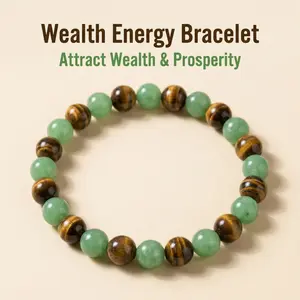 Unisex Multicolored Abundance Bracelet - 1pc Arpurraina Money Attraction Amulet with Elastic Adjustable Size, Green Aventurine, Tiger Eye Crystal Charms, Solid Unscented Prosperity Jewelry for Birthday, Anniversary