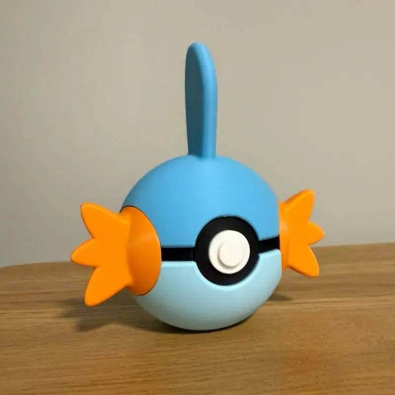 3D Printed Mudkip Pokeball Figurine - Made to Order, High-Quality PLA Plastic, Collectible Figures Pieces & Parts, Creative Desktop Ornament, Decorations and Ornaments