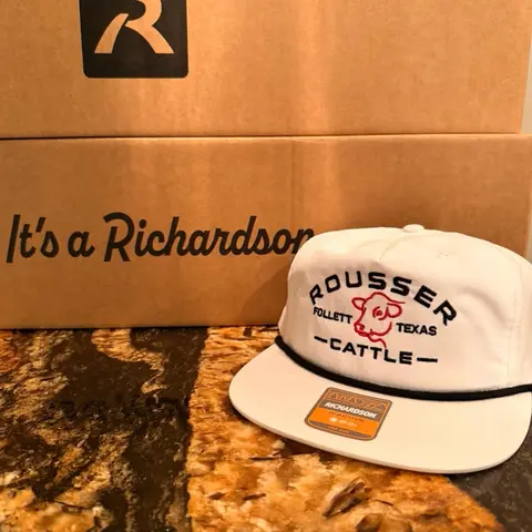 Rousser Cattle Hat w/ Cow Head Design. Richardson 256