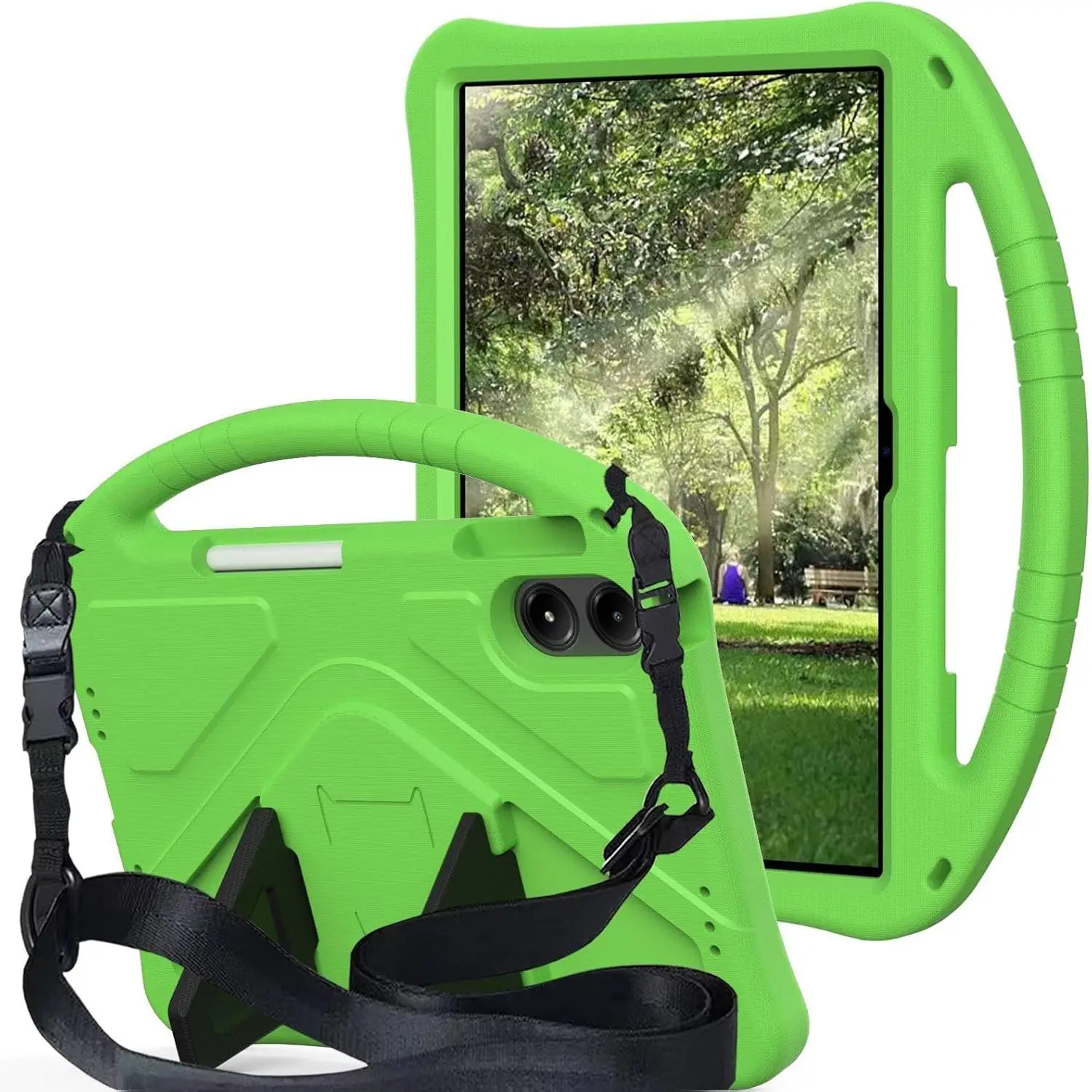 12.1 in Kids Tablet Case for Onn Pro 2024 (Model:100146663) & Surf Device, Durable Shockproof Full-Body EVA Protection Cover for Children & Grownups, Foldable Handheld Handle Stand, Shoulder Strap Accessory for Classroom Use