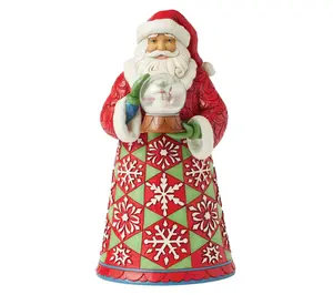 Jim Shore Heartwood Creek Santa Holding Mini Globe Fig 10.63in