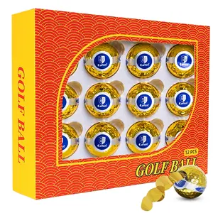 Caiton 12-Pack Golf Balls - Fun Golf Explosion Balls, Ribbon Explosion Effect, Golden Golf Balls, Best Choice for Golf Opening Ceremony, Fun Prank Gift, First Choice for Golf Party