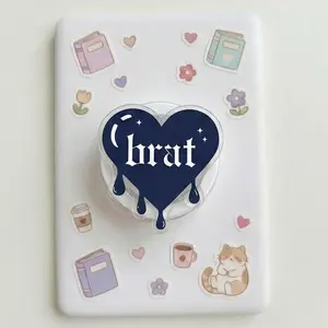 Brat Heart Gothic Kindleholder – Dark Blue Dripping Design, Y2K Emo Aesthetic Magneticphonegrips, Sassy Text Grip, Trendy Gift for Her