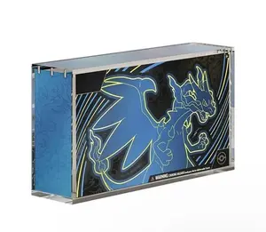 Acrylic PKMN Protective Display Case Box with Megnetic Lid for Mega Charizard ex UPC 151 UPC  Storage Booster Box PKMN Trading Anime Graded Cards , Protector  Holder Stackable