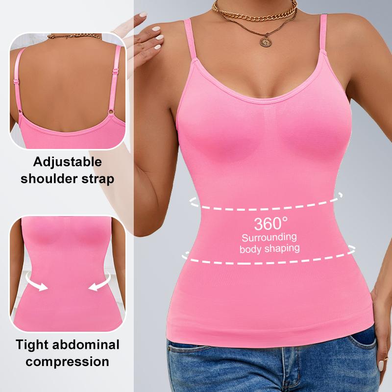 Solid Seamless Adjustable Strap Tank Tops for Women Tummy Control Shapewear Body Shaper Workout Multicolor Vest Camisole Cami Tops 7 Counts 7 Colour - Style