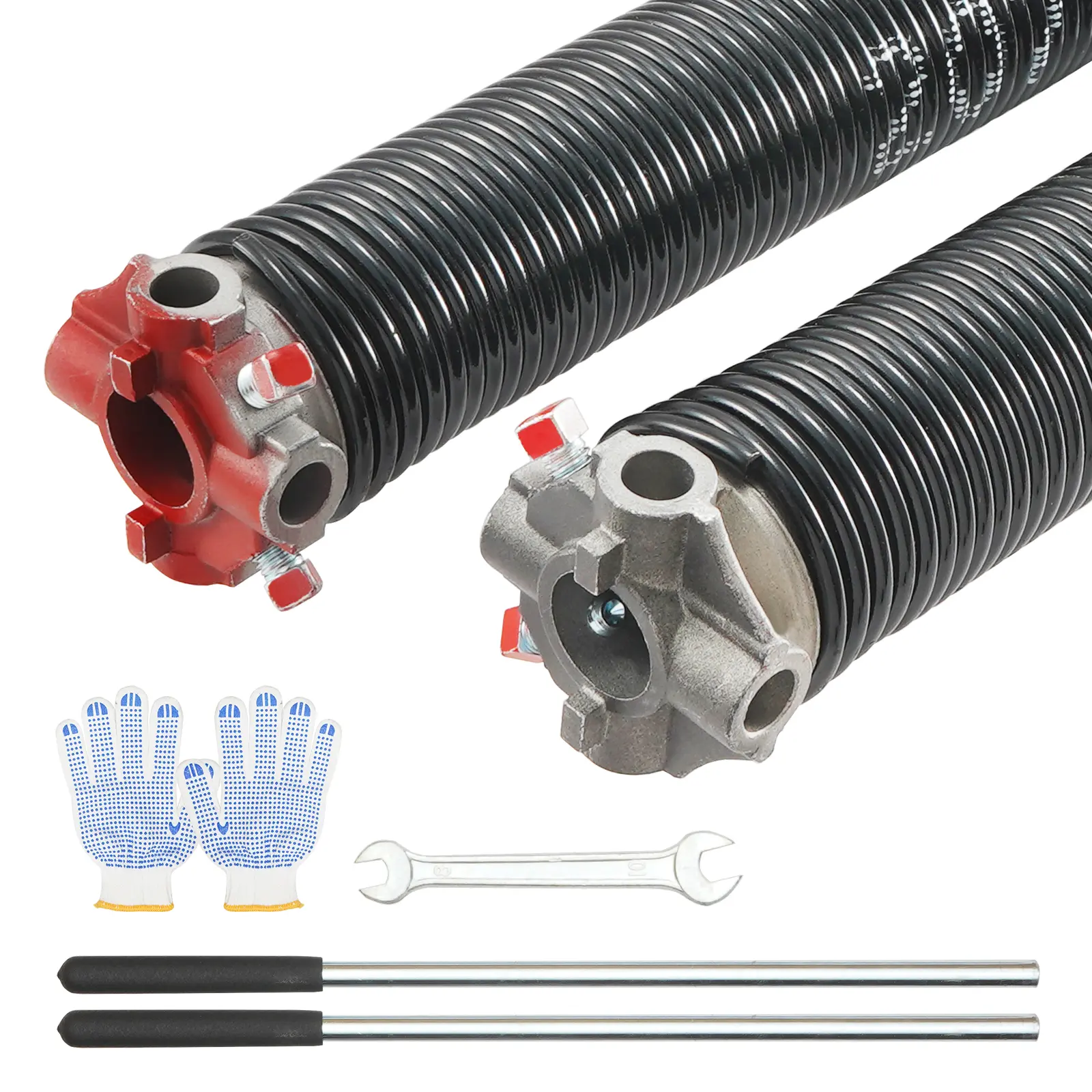 【Summerfinds】VEVOR Steel Garage Door Torsion Springs (Pair, 0.207x2x22in) - 16000 Cycles, Electrophoresis Coated Door Hardware, Closer Replacement Springs with Non-Slip Winding Bars, Gloves & Mounting Wrench, Extended Lifespan, Steel Coil, None, Left/Righ
