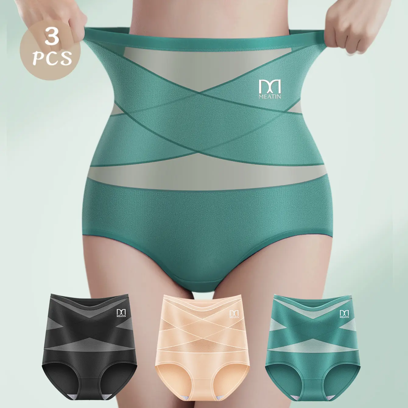 QUASTI 3 Pack Silk High Waist Crossover Body Shaping Panties, Tummy Control Panty Hi-Waist Short Tummy Control Shapewear for Women basic tummy Womenswear Comfort summerwins