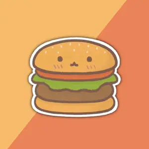 Kawaii “Fuzzy” Hamburger Sticker~