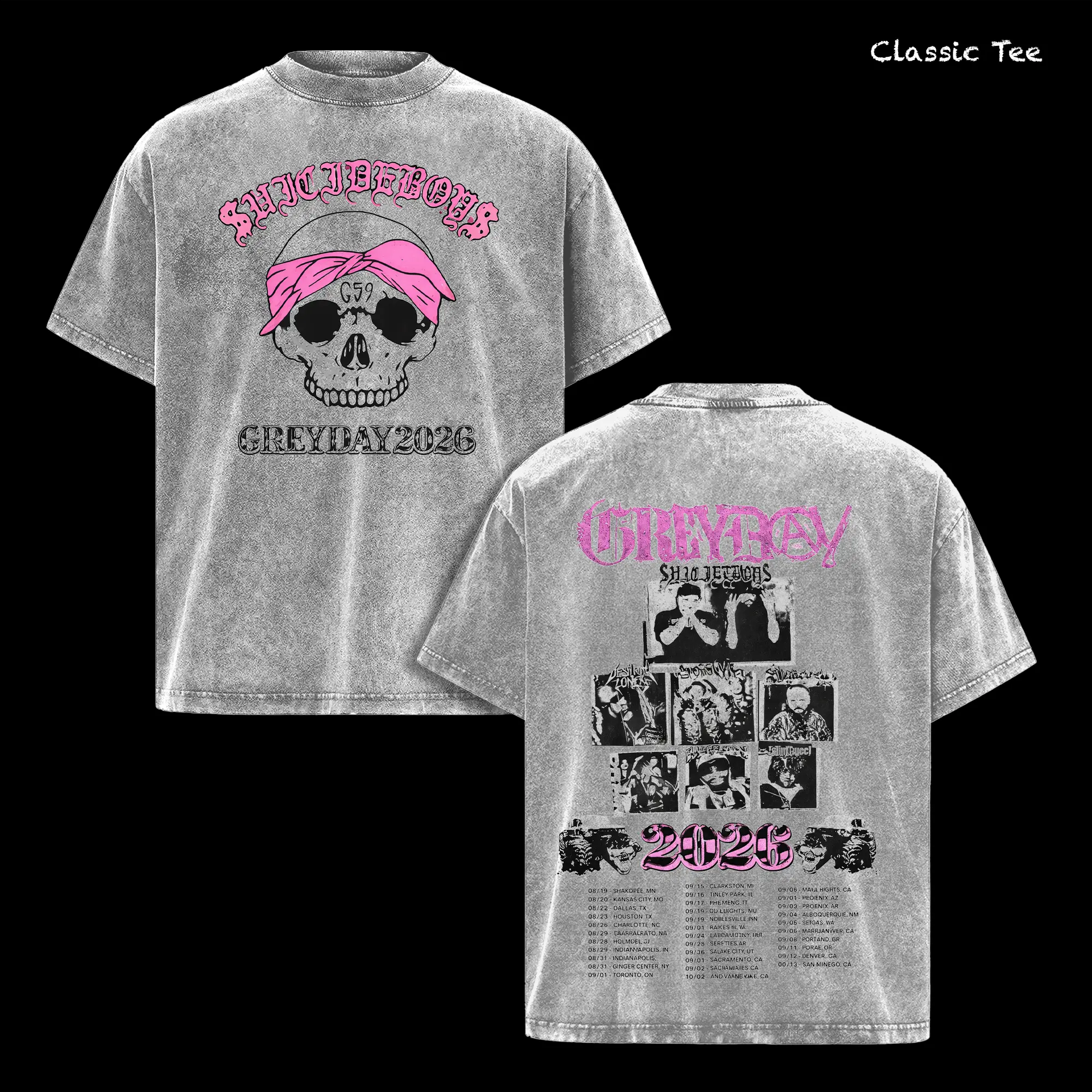 GreyDay 2026 Tour Shirt – Vintage Acid Washed Oversized Graphic T GreyDay 2026 Tour Shirt – Vintage Acid Washed Oversized Graphic T