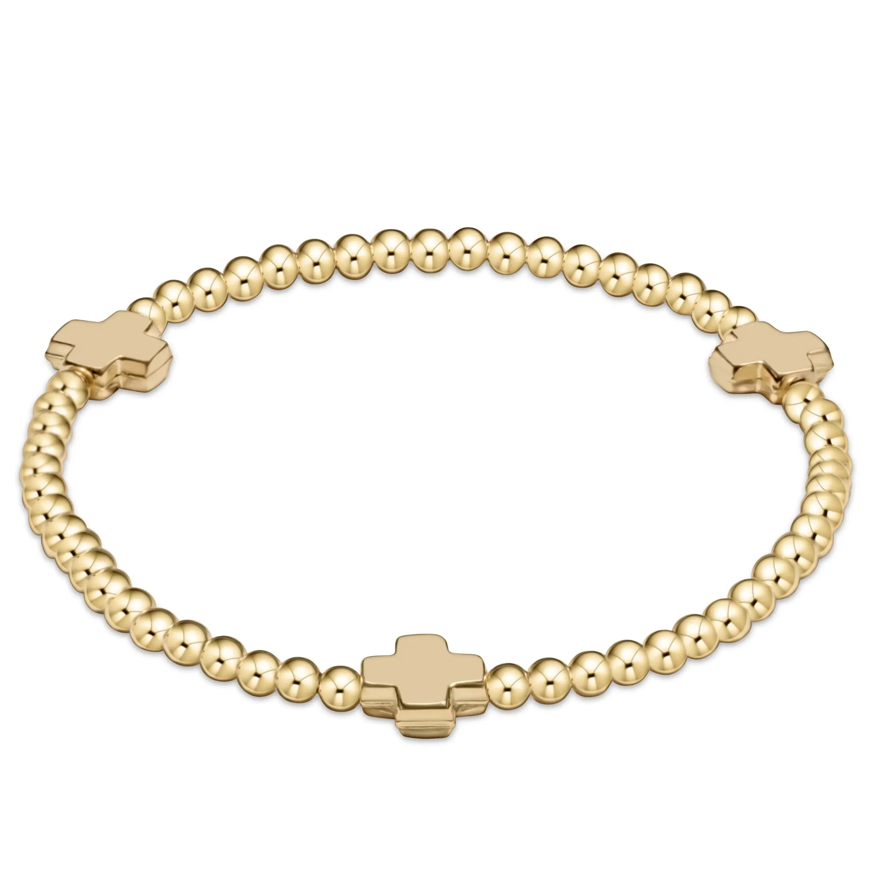 Enewton Signature Cross Gold 3mm Bead Bracelet