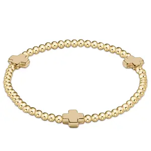 Enewton Signature Cross Gold 3mm Bead Bracelet