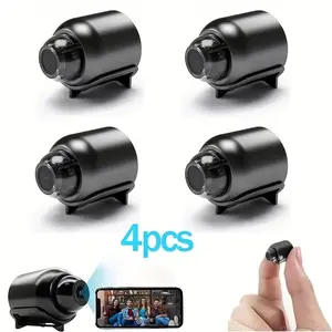 4pcs Smart Compact Camera Alternative with Night Mode, Motion Sensor, App Integration, Storage via TF Card or Cloud, Ideal for Small Spaces Wireless WiFi Security trail cams window camara portable pocket office use AI Doorbell Vision