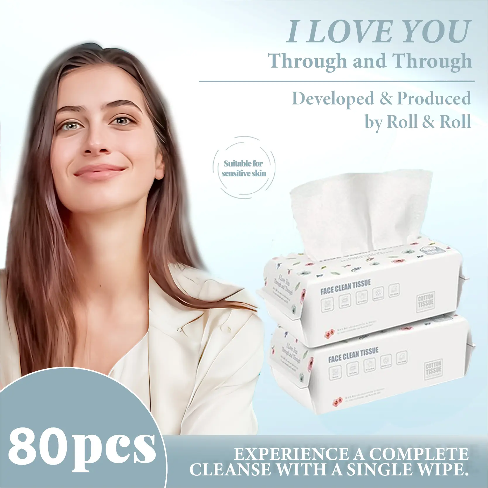 RolL&Roll Disposable Face Towels – Gentle, Lint-Free, Perfect for Sensitive Skin! Deep Clean, No Residue, Travel-Friendly!