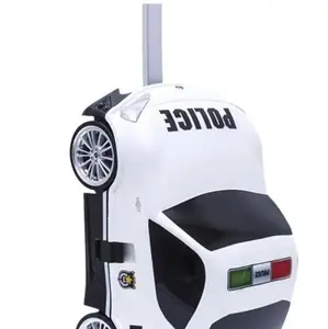 Ride-On Police Car Travel Suitcase -Lightweight Carry-On - White