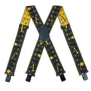 KUNN Mens Suspenders X-Back 2 Inch Wide Elastic Suspender Heavy Duty Clips Work Suspenders