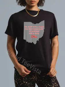 100% Cotton Unisex State of Ohio We Don't Give A Damn For Michigan T Shirt T-Shirt Vingate Printed Casual Round Neck T shirt
