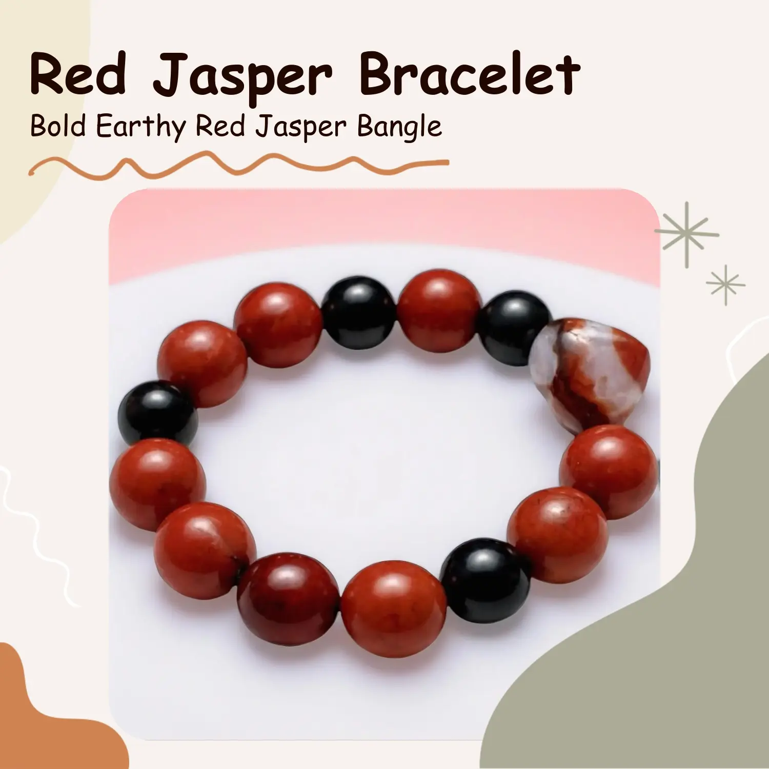 Red Jasper $ Black Obsidian 16MM Braclet