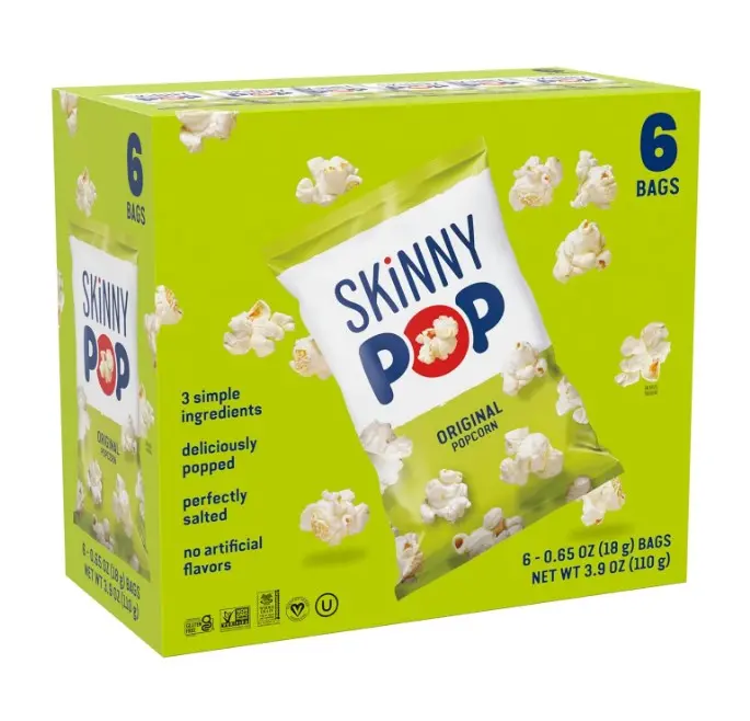 SkinnyPop Popcorn Bags, Original, Gluten Free Dairy Free Snacks, 6 ct | Snack box, Healthy Snacks for Adults and Kids, Vegan, For School and Office, 0.65 oz, 6 Skinny Pop Individual Bags