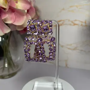 CHICHI RECTANGLE CRYSTAL STONE DROP EARRINGS