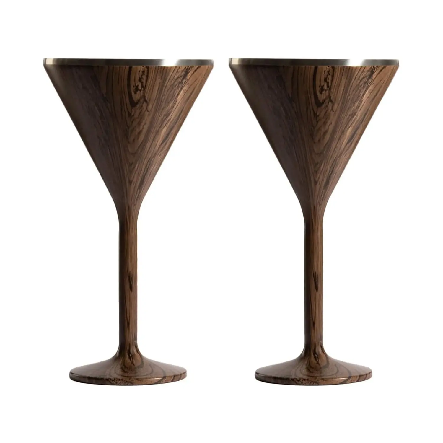 Stainless Steel Stemmed Martini Glass , Set of 2 - Dark Walnut