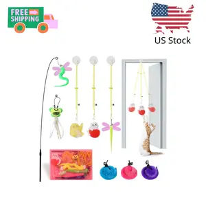 Interactive Cat Toys, 1 Interactive Wand, 8 Assorted Teaser Refills and 3 Indoor Cat Hanging Interactive Toy Suitable