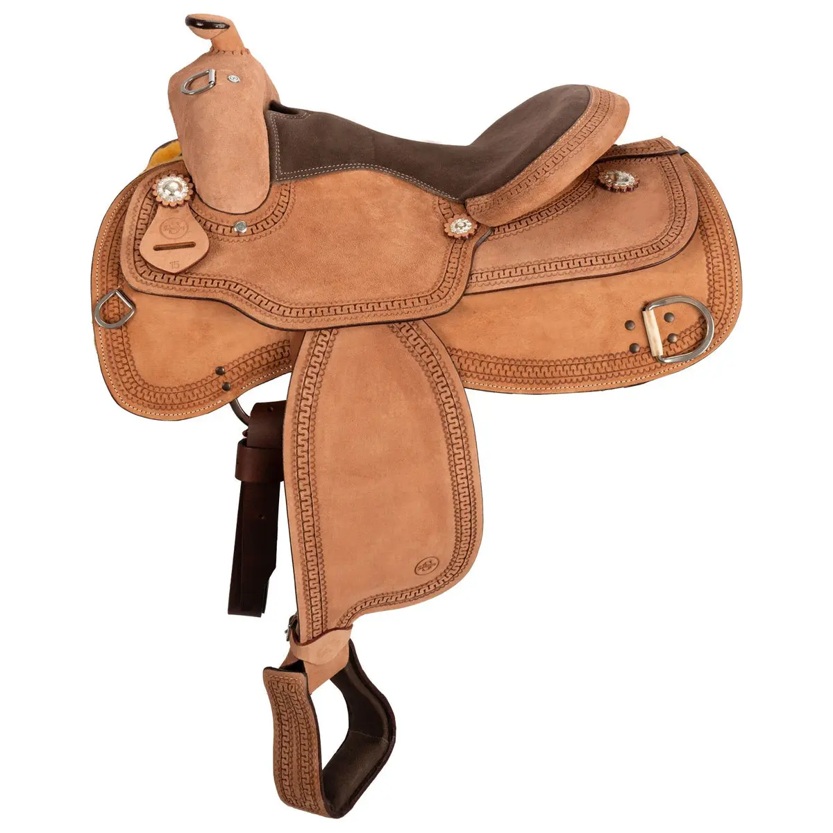 Schneiders Running W II Total Roughout Western Work Saddle - Plastic Tree, Padded Roughout Seat, Wide Gullet, Close Contact, Lightweight, Modern Fit, Added Grip & Security, Enhanced Practicality & Durability, Equestrian Ranch Work Equipment, Enhanced Prac