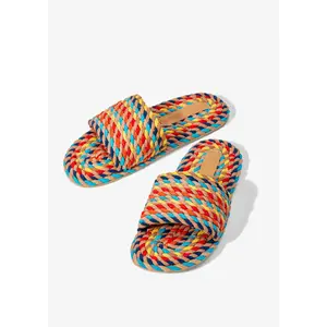SUNNY-RAINBOW MULTI vegan rope slide sandal