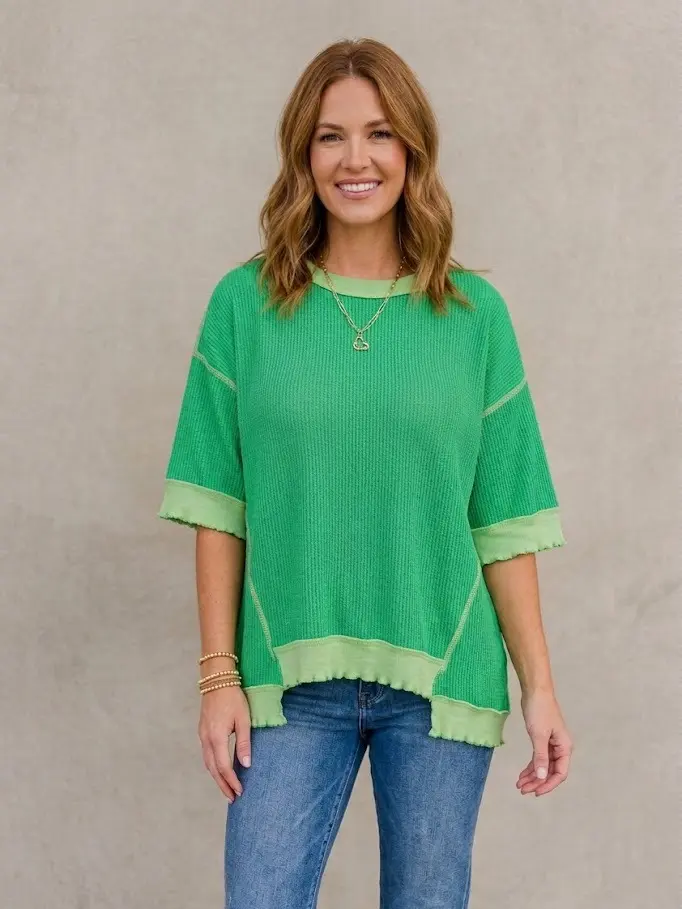 PHEFEE Women's Ribbed Stretchy Comfy Lightweight Fashion Fabric Short Sleeve T-Shirts - Casual Crewneck, Oversized Loose Twist Tunic Tops with Asymmetrical Hem,Chic Streetwear for Everyday Wear (Pairs with Leggings, Skinny Bottoms, Necklace),, Cute