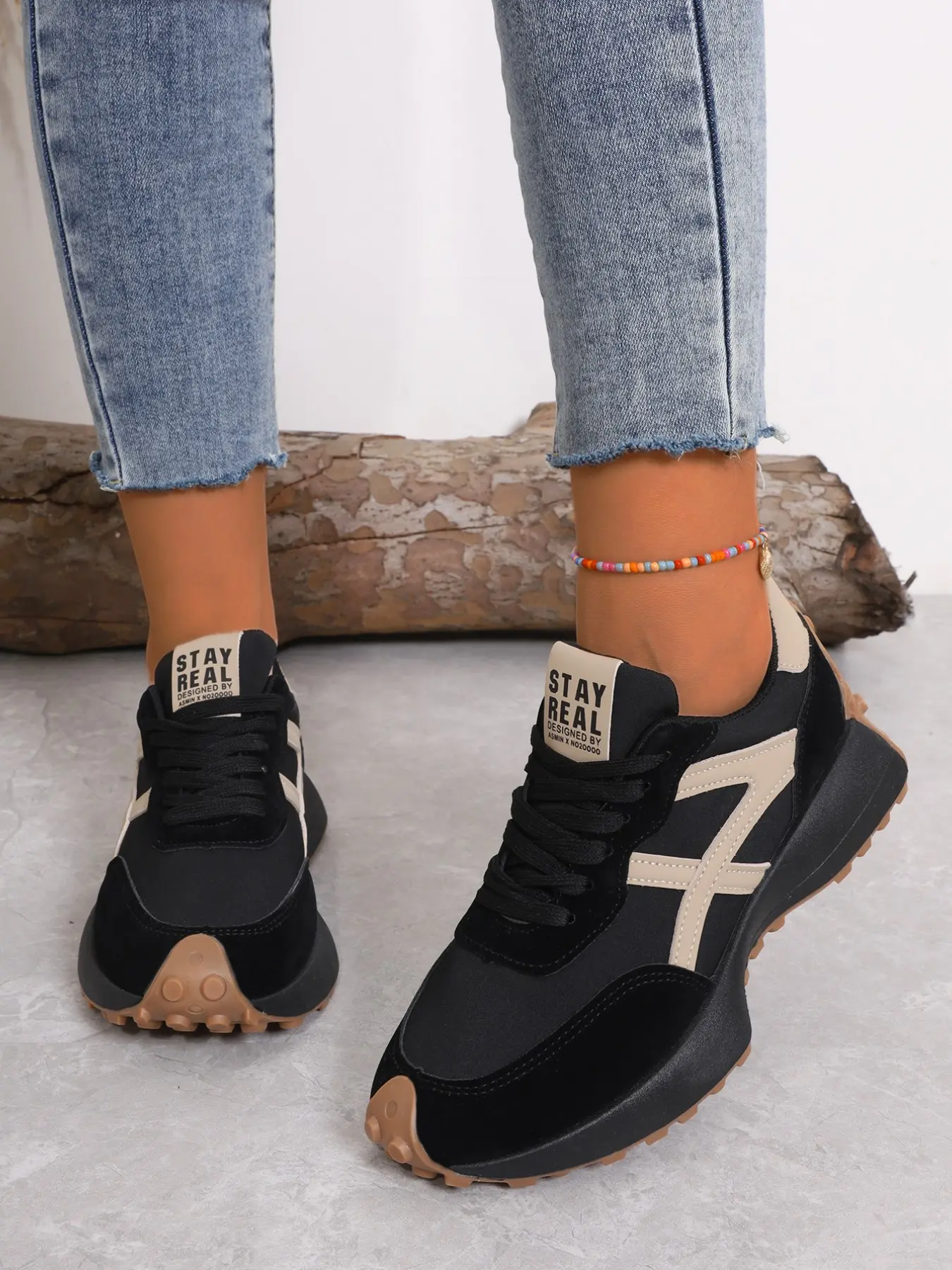 Women's Sporty Arisan Shoes Spring & Fall Elegant Fashion Casual Round Toe Low Top Lace-Up Thick Sole Versatile Outdoor Athletic Running Shoes Chunky Running Shoe Running Sports Shoes Chunky Running Sneakers
