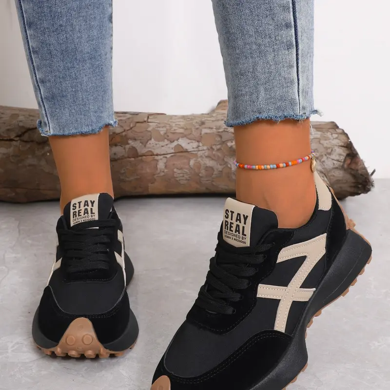 Women's Sporty Arisan Shoes Spring & Fall Elegant Fashion Casual Round Toe Low Top Lace-Up Thick Sole Versatile Outdoor Athletic Running Shoes Chunky Running Shoe Running Sports Shoes Chunky Running Sneakers