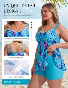 Hanna Nikole Plus Size Tankini Swimsuits for Women Swim Suits for Women 2026 Swim Tank Top with Boy Shorts
