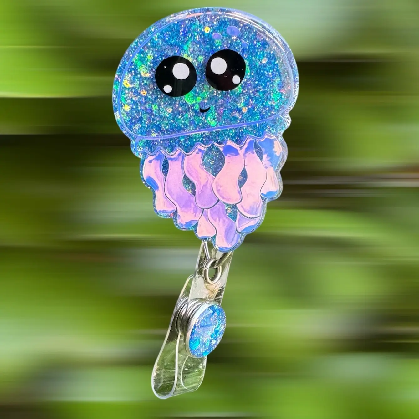 Jellyfish Badge Reel, Retractable Swivel Alligator Clip