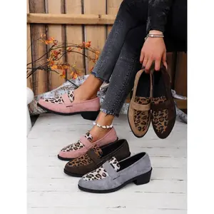 Women's Fashion Leopard Print Slip on Wedge Shoes, Casual Comfortable Pointed Toe Shoes for Daily Wear, Lightweight Breathable Shoes for All Seasons