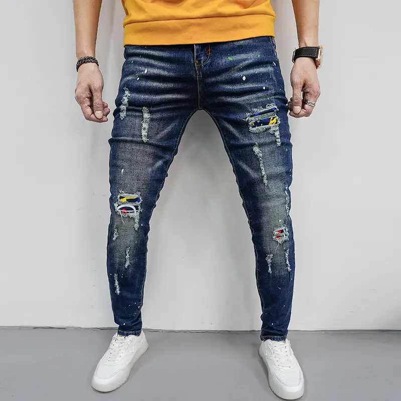 Men's skinny stretch denim jeans, tapered jeans pants