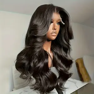 28 Inch Body Wave Synthetic Lace Front Wig 13x4 Deep Wave Pre Plucked Natural Hairline Glueless Wig for Women Daily Party Use