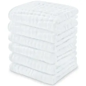 Baby Washcloths Set, Muslin Cotton Baby Towels, Large 10”x10” Wash Cloths Soft on Sensitive Skin, Absorbent for Boys & Girls, Newborn Baby & Toddlers Essentials Shower Registry Gift (Pack of 6)