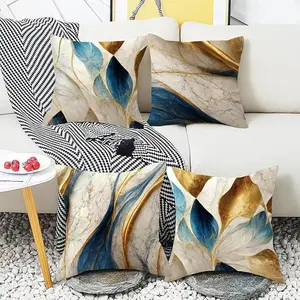 Abstract Line Pattern Cushion Cover, 4 Counts/set Square Throw Pillow Cover, Household Decoration Supplies for Home Living Room Bedroom, Home Textile
