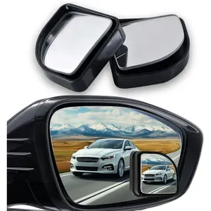 2PCS Fan Shaped Blind Spot Mirrors for Cars, 360 Degree Convex Wide Angle Rear View Mirror, Adhesive HD Glass Side Mirror, Universal Auxiliary Safety Parking Mirror for Cars SUVs Trucks (Black)