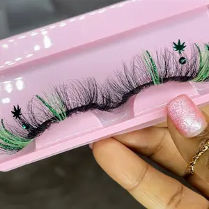 Elevate Strip Lashes - Green Glitter Marijuana Accents, Lightweight & Comfortable, Easy to Apply, Perfect for Makeup and Eyelash Extensions - Eyelashes Extensions, Eyelashes, Cosmetic