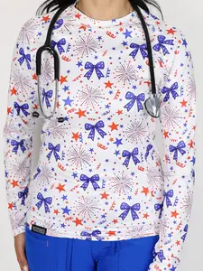 Code Red, White, And Blue Athletic Underscrub – Long Sleeve Top
