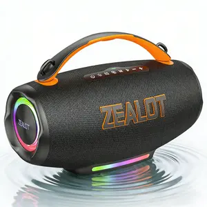 Outdoor Wireless Bluetooth Speaker ZEALOT, Multifunctional Speaker, Portable Party Speaker, 100W Powerful Resonant Bass, 24000mAh Non-Stop Playtime, RGB Lights, Portable Handle & Strap, EQ/TWS/PD, A Game-Changer for Camping & Beach Parties.